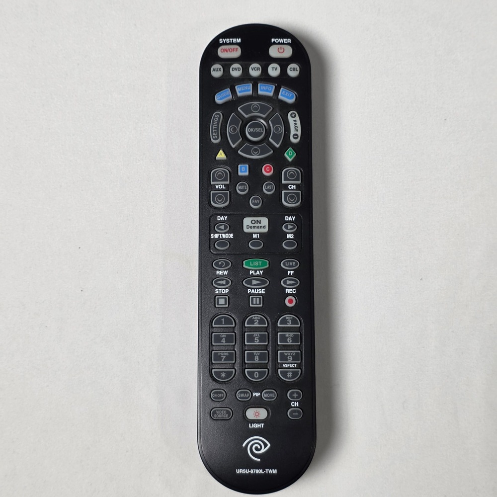 Time Warner Remote Control‎ UR5U-8780L-TWM Black 5-Device Backlit TV CBL DVD VCR